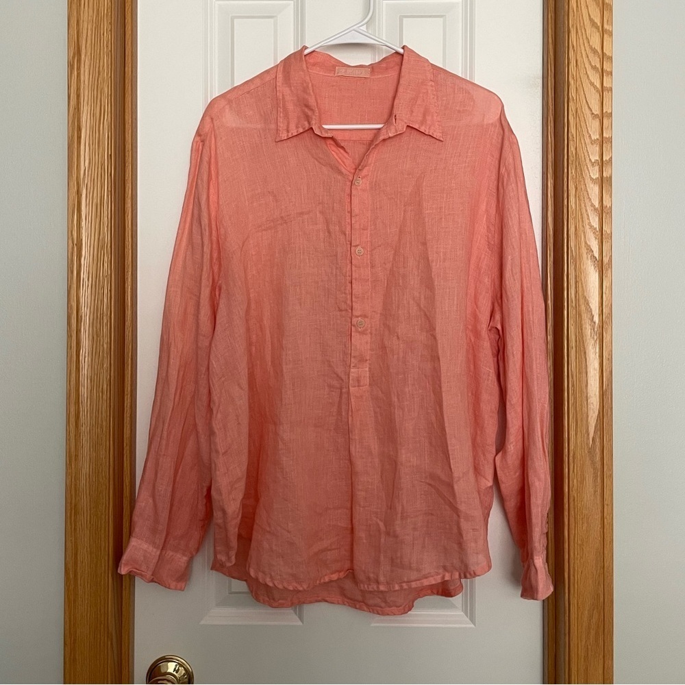 CP Shades 100% Linen Pullover Tunic Blouse Size Medium Peach